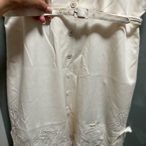 NWT LEO LIN Aubrey Appliqué Shirt Midi Dress Cream Size 12 - Picture 7 of 12